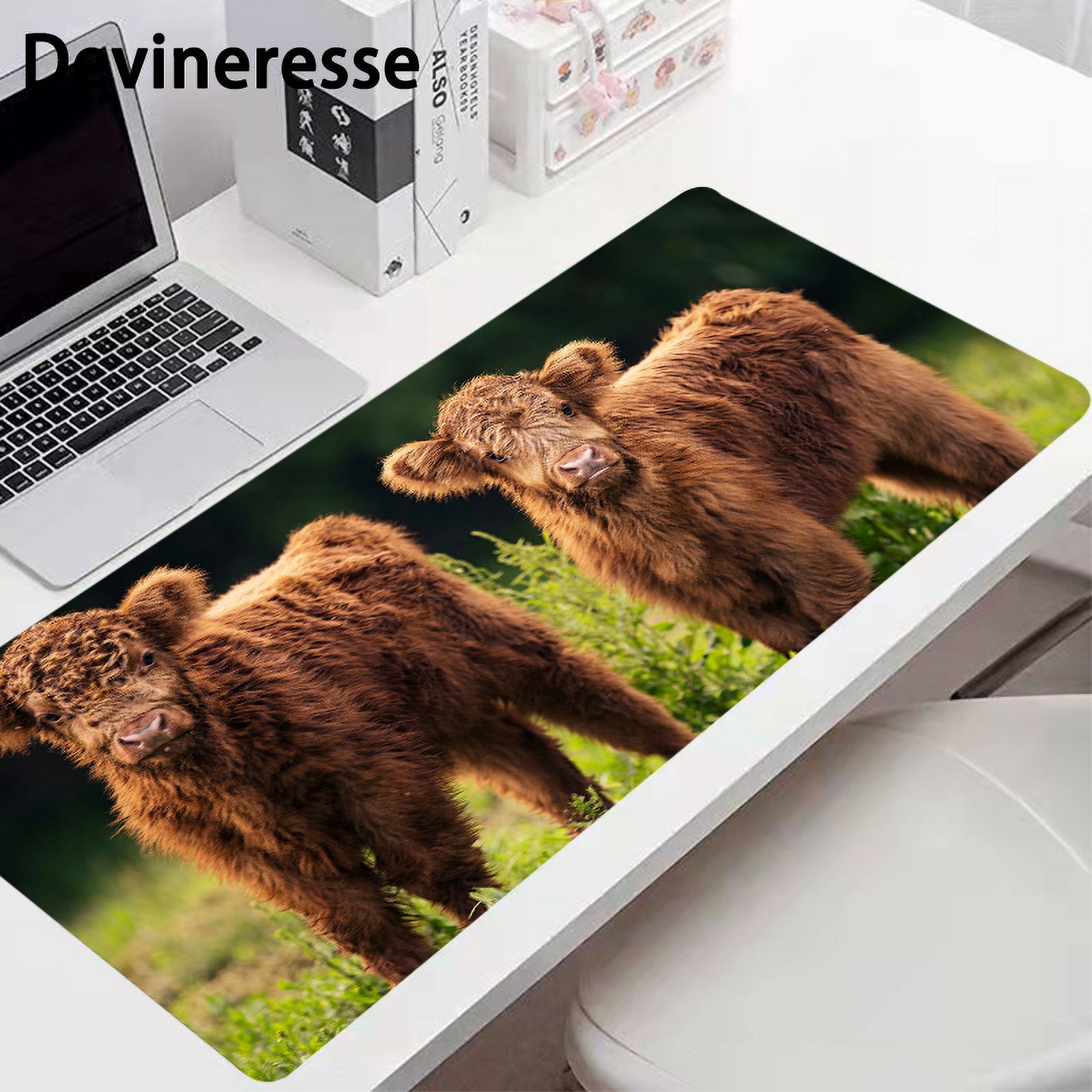 Cute Highland Cow Desk Mat Desk Pad Desk Decor Large Gaming Mouse Pad E-Sports Office Keyboard Pad Computer Mouse Non-Slip Computer Mat Gift For Teen/Boyfriend/Girlfriend