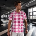 thumbnail image 3 of Wukai Plaid Heart Print Men's Short-Sleeved Mesh T-Shirt,Quick-Dry Short Sleeve Workout T-Shirt-Medium, 3 of 8