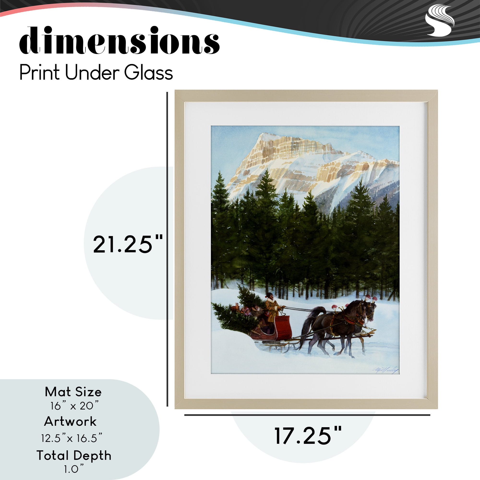 Sleigh Ride Carrying Trees Birch Framed Print Under Glass, design by Wind River Studios