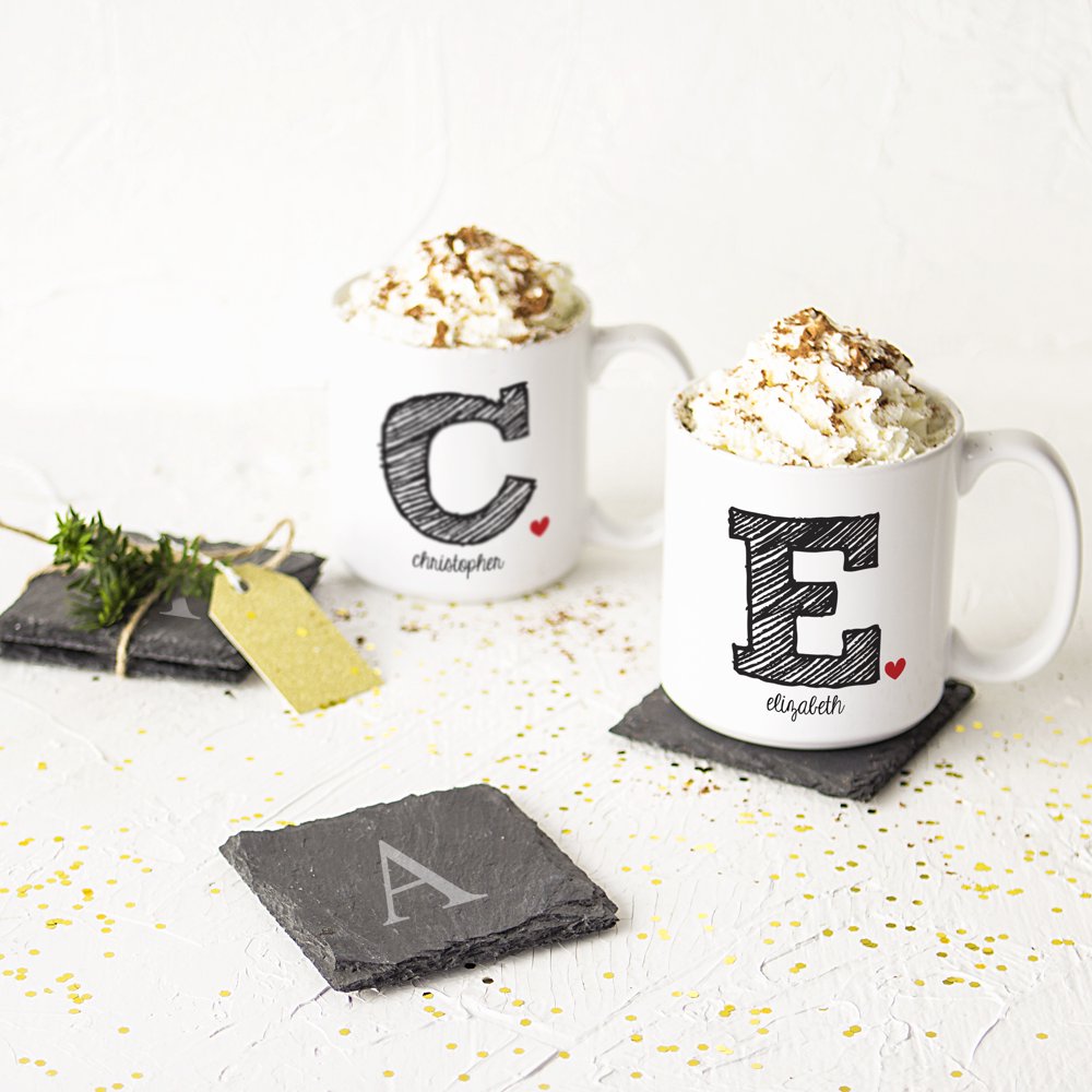 Personalized 20 oz. Large Ceramic Coffee Mugs (Set of 2