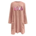 thumbnail image 5 of Lovskoo Fuzzy Fleece Pullover Tops for Women Winter Warm Printed Long Sleeve with Pocket Crewneck Solid Color Warm Top Pink, 5 of 6