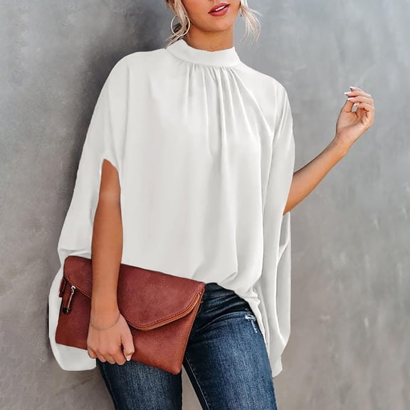 SELONE Short Sleeve Shirts for Women Short Sleeve Tops Blouses Regular Fit T Shirts Batwing Sleeve Pullover Tees Tops Solid T-Shirts Crew Neck Tops Blouses Easy Care Soft Breathable Pullover White M