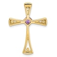 thumbnail image 4 of Auriga 14k Yellow Gold Amethyst and Diamond Cross Chain Slide Pendant for Women (L-26.75mm, W-20mm), 4 of 6