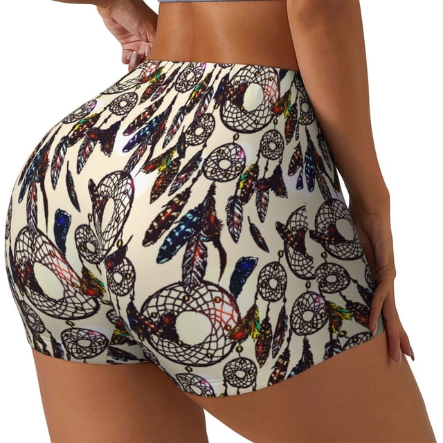Fotbe Dreamcatcher Shorts Sin Costuras – Shorts Deportivos de Cintura Alta para Mujer, Elásticos para Gimnasio, Yoga, Running o Ciclismo-Medium