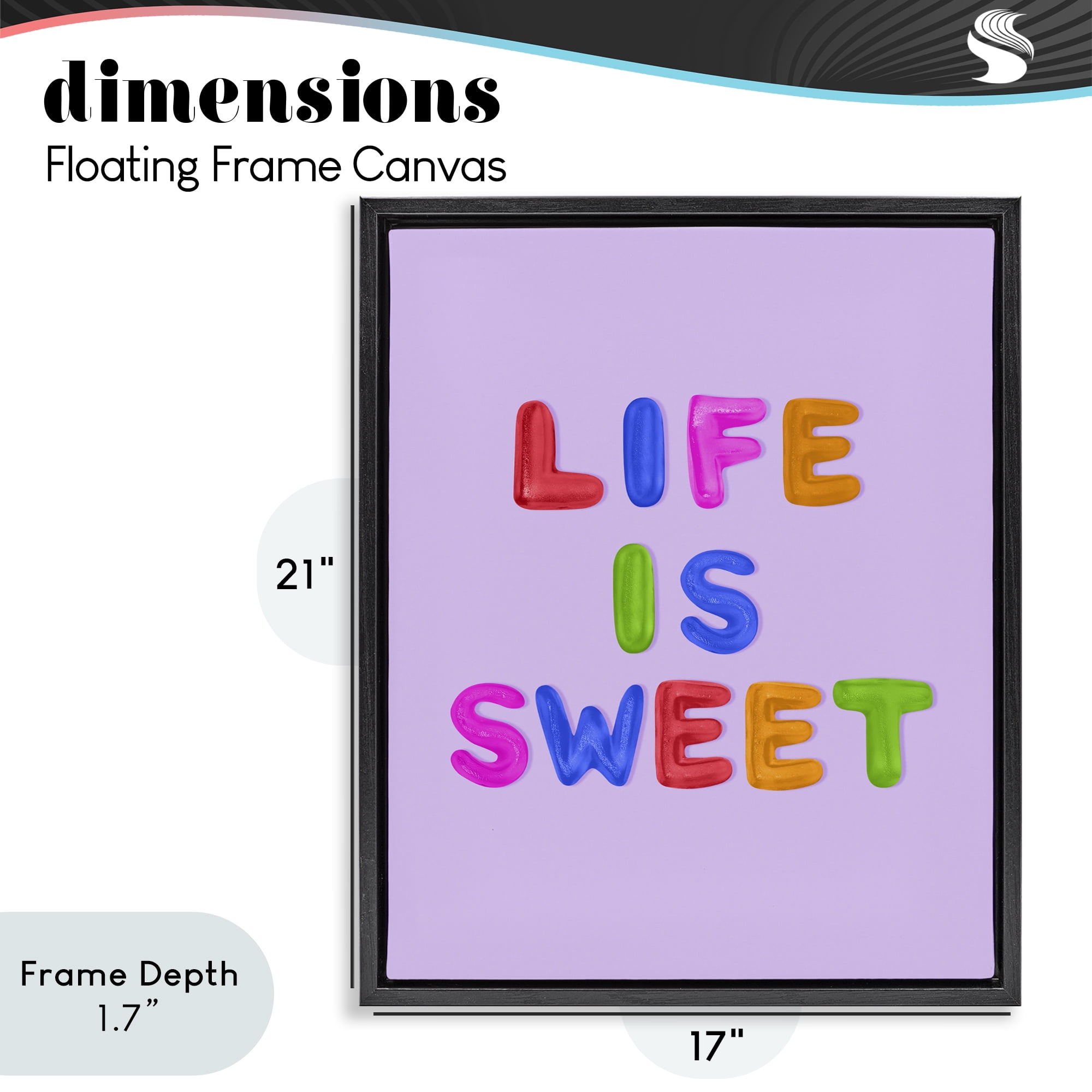 Stupell Industries Life Is Sweet Gummies Black Framed Floater Canvas Wall Art, design by LISH Creative