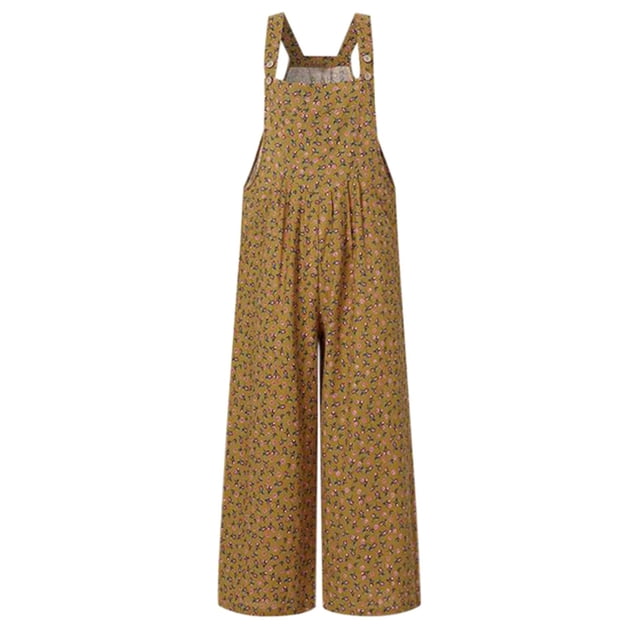 Txlixc Overol de Estilo Suelto para Mujer, Patrón Estampado Floral Sin Mangas Cuello Cuadrado Una Pieza, Azul Marino/Rojo Vino/Tostado/Gris Txlixc Estilo de ocio