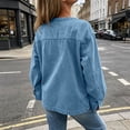 thumbnail image 5 of Cmtiyu Denim Jacket for Women, Long Sleeve Drawstring V Neck Open Front Washed Denim Jackets, Casual Loose Fit Outerwear Jacket with Pockets, S-3XL, 5 of 8