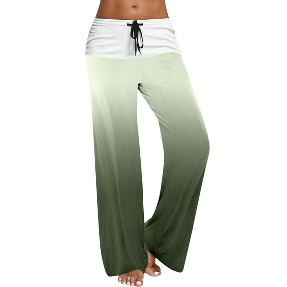 Sngxgn Wide Leg Pants for Women Casual High Waist Pants Loose Trousers(Green,XXL)