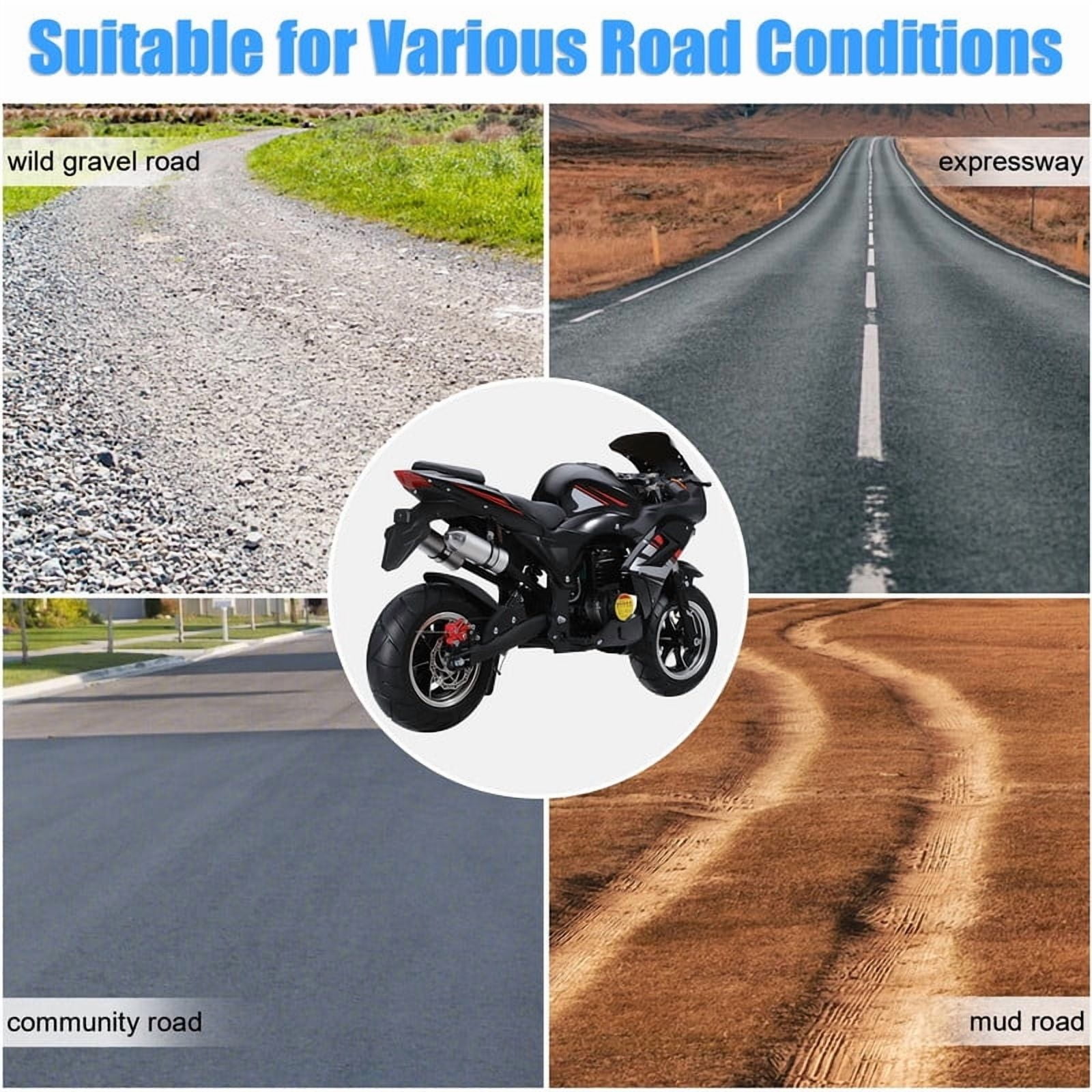 Seipouy Pocket Rocket Bike 4-Stroke Mini Pocket Bike Gas Power Motocross Ride On Pocket Rocket Motorcycle with Dual Headlights, Racing Max Speed 25MPH 1.8L Gas Tank
