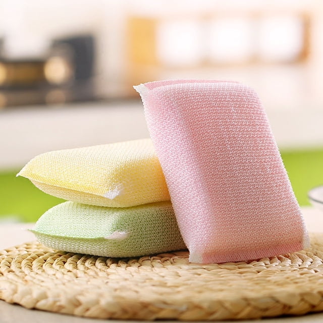 Esponjas para fregar de microfibra, esponjas para fregar de cocina resistentes a los arañazos, esponjas para lavavajillas y baño, 3 piezas ER