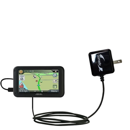 Gomadic Intelligent Compact AC Home Wall Charger suitable for the Magellan Roadmate Commercial 5370T-LMB - High output power with a convenient, foldab
