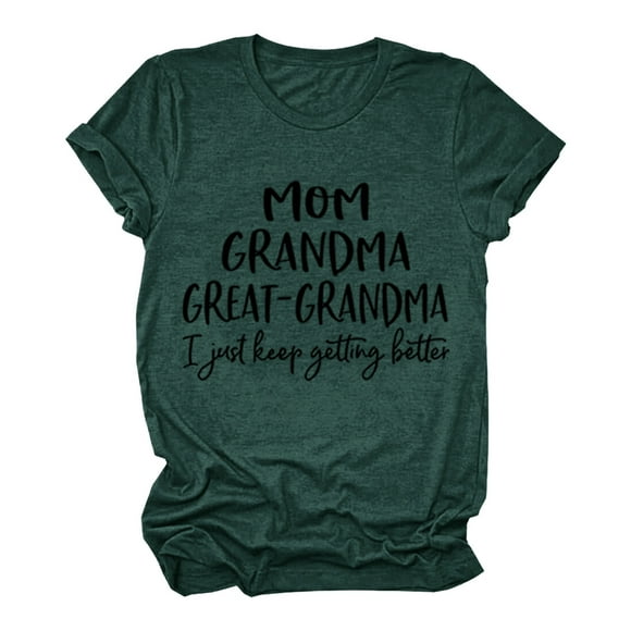 TSADFHJI Cotton Undershirts for Women White Women Letter Casual Printing Short Sleeves Crew Neck Loose Tshirt Blouse Tops S Green