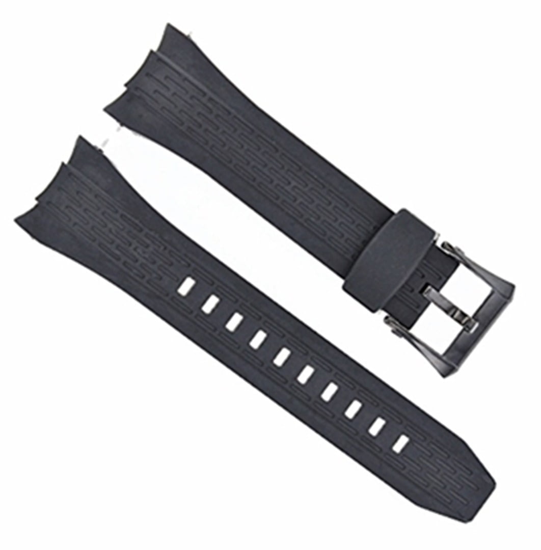 26MM RUBBER WATCH BAND STRAP FOR SEIKO VELATURA KINETIC 7T62 BLACK PVD  BUCKLE 