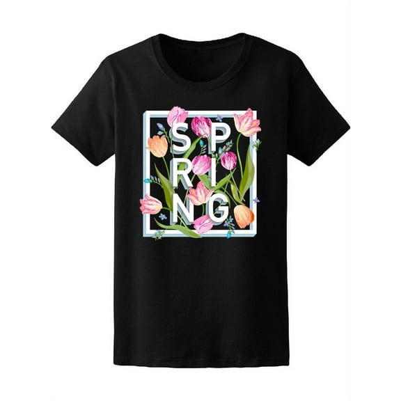 Spring Cute Watercolor Tulips T-Shirt Women -Image by Shutterstock, Female XX-Large
