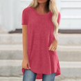 thumbnail image 2 of CHOK Hauts pour Femmes T-Shirts à Manches Courtes pour Femmes Liquidation Couleur Unie Grande Taille Tendance Été Coupe Décontractée T-Shirts Chemises Décontractées Col Rond Chemises Fluides Blouses Hauts Noir G, 2 of 5