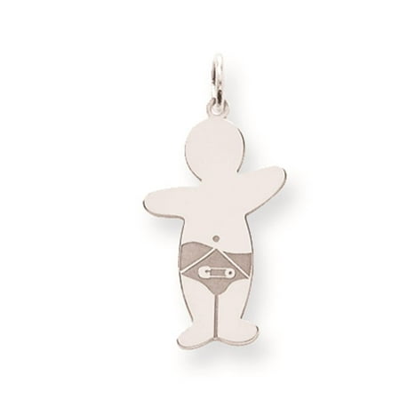 Laser-cut Baby Boy Cuddle Solid Charm Pendant 925 Sterling Silver