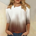 thumbnail image 2 of Clearance-Sale Graphic Tees for Women Fashion 3/4 Length Sleeve Womens Tops Gradient Plus Size Tops(Brown,4XL), 2 of 5