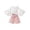 Pink, variant on HCYSFG Girls Solid Color Outfit Sets 2 Piece Off Shoulder 3/4 Bell Sleeve Smocked Blouse And Paperbag Waist Shorts Clothing Sets Ruffle Matching Sets
