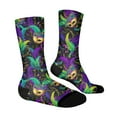 thumbnail image 4 of Women‘s Carnival Print Socks, Breathable Crew Socks with Colorful Festival Patterns, for Mardi Gras, Parties, Cosplay & Fun Outfits D 1pcs, 4 of 6