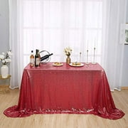 Kirsooku Red Sequin Tablecloth Glitter Sparkly Iridescent Shimmer for Rectangle Table Cloth 60 X 102 Table Covers Decorations for Birthday Party Supplies Event Wedding Table Skirt Decor