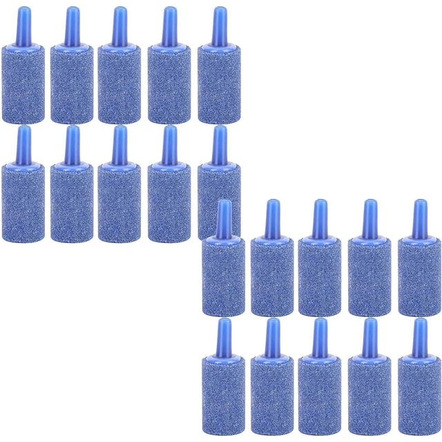 20 UNIDS Arenisca Azul Forma de Cilindro Acuario Aireación Burbuja Piedra Conjunto Aire Piedra Kit Tanque de Peces Bomba de Oxígeno Burbuja Piedras Airstones Difusor