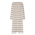 thumbnail image 5 of HUJlwoi Women's Nightgowns Casual Long Sleeve Striped Nightdress Round Neck Full Length Sleepshirt Comfy Nightwear Pajamas, 5 of 6