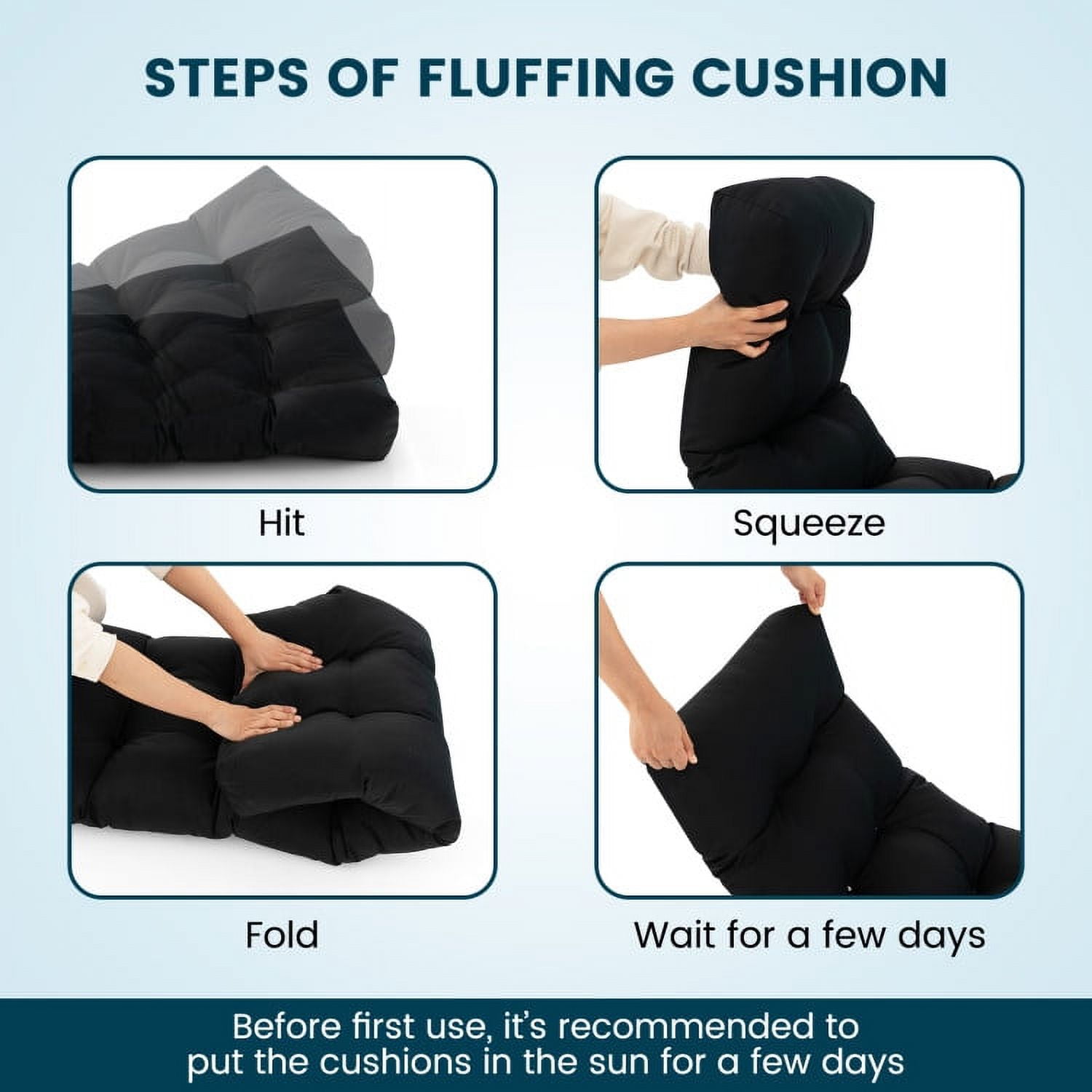 Aimee Lii Indoor Outdoor Tufted Bench Cushion with Soft PP Cotton, Black Aimee Lii Indoor Outdoor Tufted Bench Cushion with Soft PP Cotton, Black