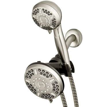 Waterpik PowerPulse 12-Mode Dual Shower System with 5-Foot Hose and Theraputic Massage, Brushed Nickel - 6 Sprays