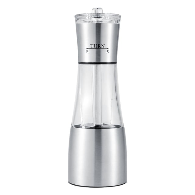 2 in 1 Salt Pepper Grinder Set,Stainless Steel Manual Dual Salt Pepper Shakers Spices Mill Kitchen Cooking Tools Accessory,6.8X19cm/2.68x7.48in
