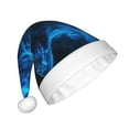 thumbnail image 2 of KLL Christmas Hats for Adults Plush Ice Blue Fire Wolf Print Santa Hat Xmas Fluffy Santa Claus Hat for Women Men, 2 of 6