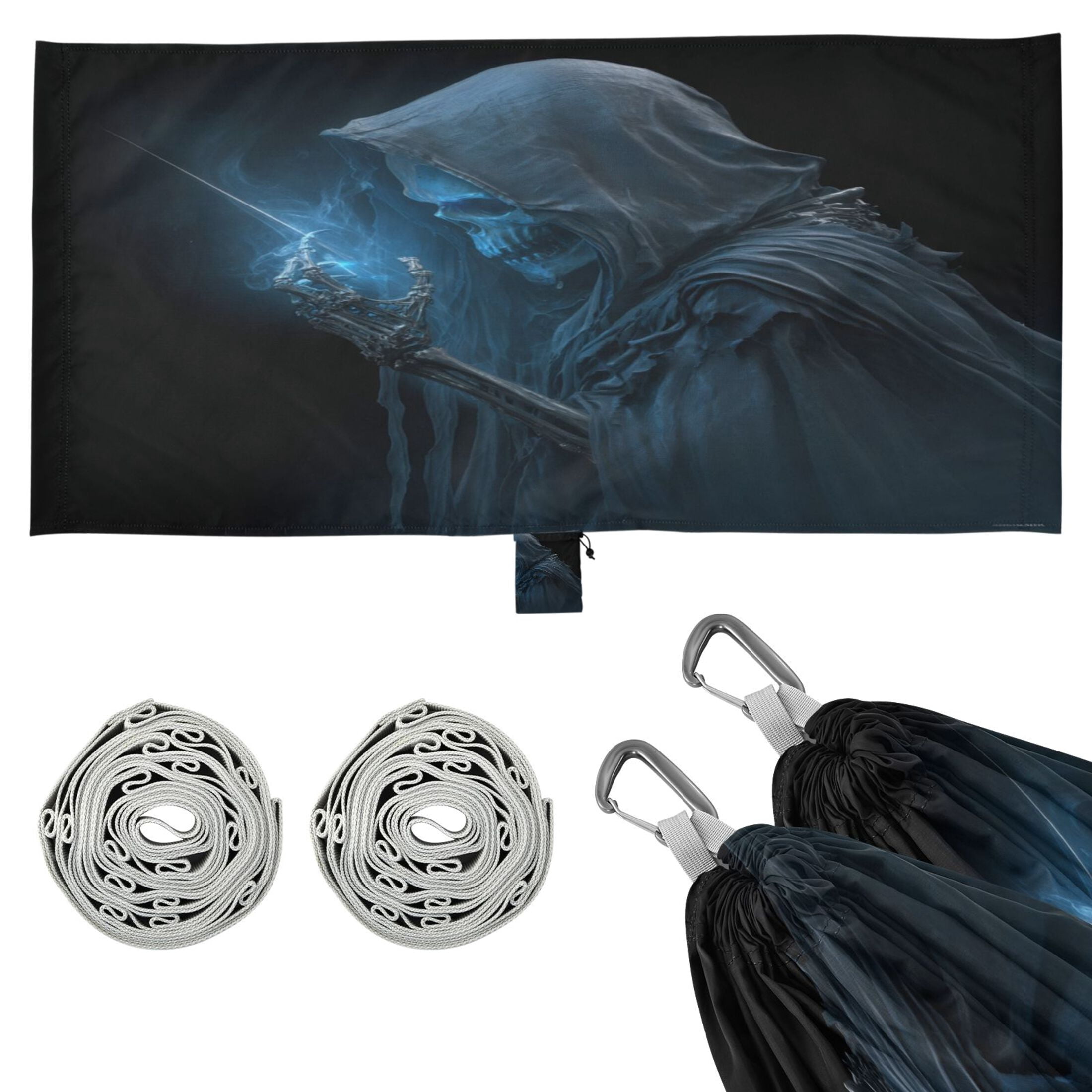 Hanging Hammock Portable Travel Camping For Outdooor Beach Camping Hiking 3d Blue Grim Reaper