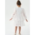 thumbnail image 5 of 2Bunnies Girls' 2T-10yr Organza Long Sleeve Tiered Babydoll Skater Princess Flower Girl Dress, 5 of 7
