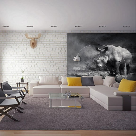Tiptophomedecor Animal Wallpaper Wall Mural - Rhinoceros Lost In Reverie