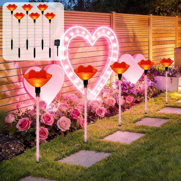 Decoraciones para San Valentín, adornos para San Valentín, regalos para San Valentín, luces solares LED para San Valentín, elementos de formas clásicas para San Valentín, decoración navideña para jard