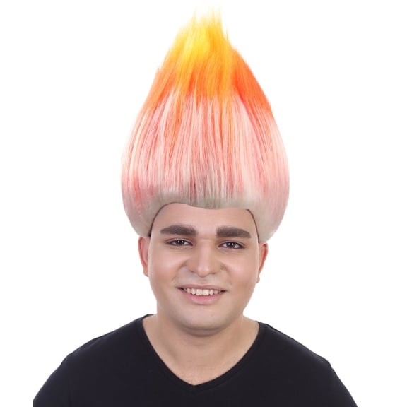 HPO Adult Unisex Wig | Trolls Orange & White Wig | Premium Breathable Capless Cap