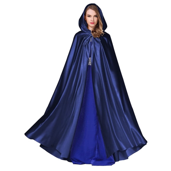 BEAUTELICATE Women's Wedding Hooded Cape Bridal Cloak Poncho Full Length Navy Blue
