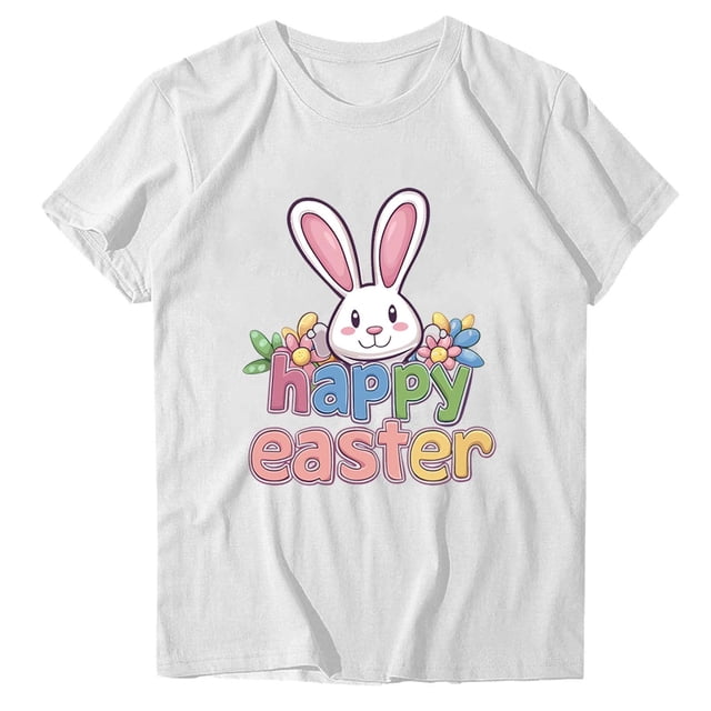 Camisetas de Manga Larga de las Mujeres Pascua Impreso Suelto Cuello Redondo Camiseta de Manga Corta, Camisetas de Manga Larga para las Mujeres de Uso Diario Casual