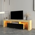 thumbnail image 2 of Bellemave TV Stand with LED Lights for 70 Inch, TV Table with 2 Storage, TV Console with Open Shelves, TV Cabinet for Living Room, Bedroom(Oak+Black), 2 of 12