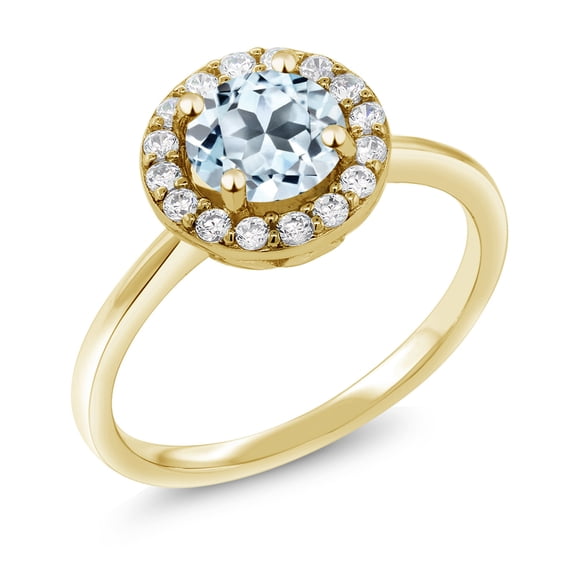 Gem Stone King 18K Yellow Gold Plated Silver Engagement Ring Topaz and Moissanite (1.94 Cttw) (Size 6)