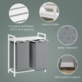 thumbnail image 6 of 2-Compartment Laundry Hamper & Sorter with Removable Bags, Foldable Shelf, 24.2 Gal (92L) Capacity, Sturdy Metal Frame, for Home，Laundry Room, White & Gray, 6 of 7