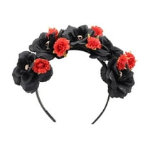 Harpily Headbands for Women Flower Headbands For Women Red Rose Flower Crown Halloween Flower Hair Flower Girl Headpiece Day Of The Dead Floral Crown For Maternity Wedding Yoga Workout Head Bands