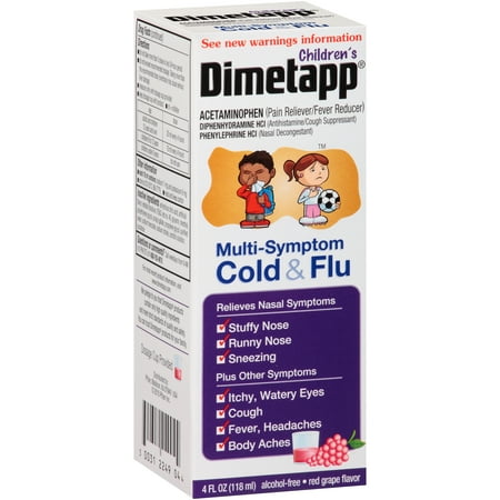 Dimetapp Children's Multi-Symptom Cold & Flu Red Grape Flavor, 4.0 FL (Best Cold Medicine For 3 Month Old)