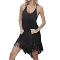 thumbnail image 2 of Yuhangmm Coverups for Bathing Suits, Swimwear Cover Up - Women's Backless Fringe Kaftan for Beachwear and Swimsuit Ensemble Black M, 2 of 7