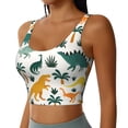 thumbnail image 2 of Sports Bras For Women Workout Tank Tops, Dinosaurs And Tropical Leaves Running Vest With Removable Cups, 2 of 2