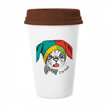 

Foolscap I m Fine Cat Protect Animal Mug Coffee Drinking Glass Pottery Cerac Cup Lid
