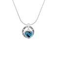 thumbnail image 2 of Delight Jewelry Silvertone Hot Blue Zebra Print Heart Silver-tone You Mean the World to Me Ring Necklace, 18", 2 of 4