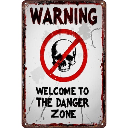 Warning Danger Zone Tin Sign Wall Decor - 12x8 Inch Tin Metal Rustic Wall Art for Garage, Man Cave, Outdoor Area, Safety Alert Sign Gift for Men