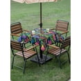 thumbnail image 4 of Outdoor Tablecloths with Umbrella Hole & Zipper, Abstract Flower 60x60 Inch Square Tablecloths, Spring Colorful Floral Leaf Plant Waterproof Table Cloth, Patio/Pool/Picnic Table Covers, 4 of 8