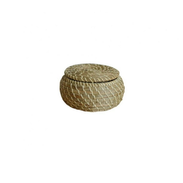 Woven Seagrass Storage Baskets with Lids Handmade Decorative Storage