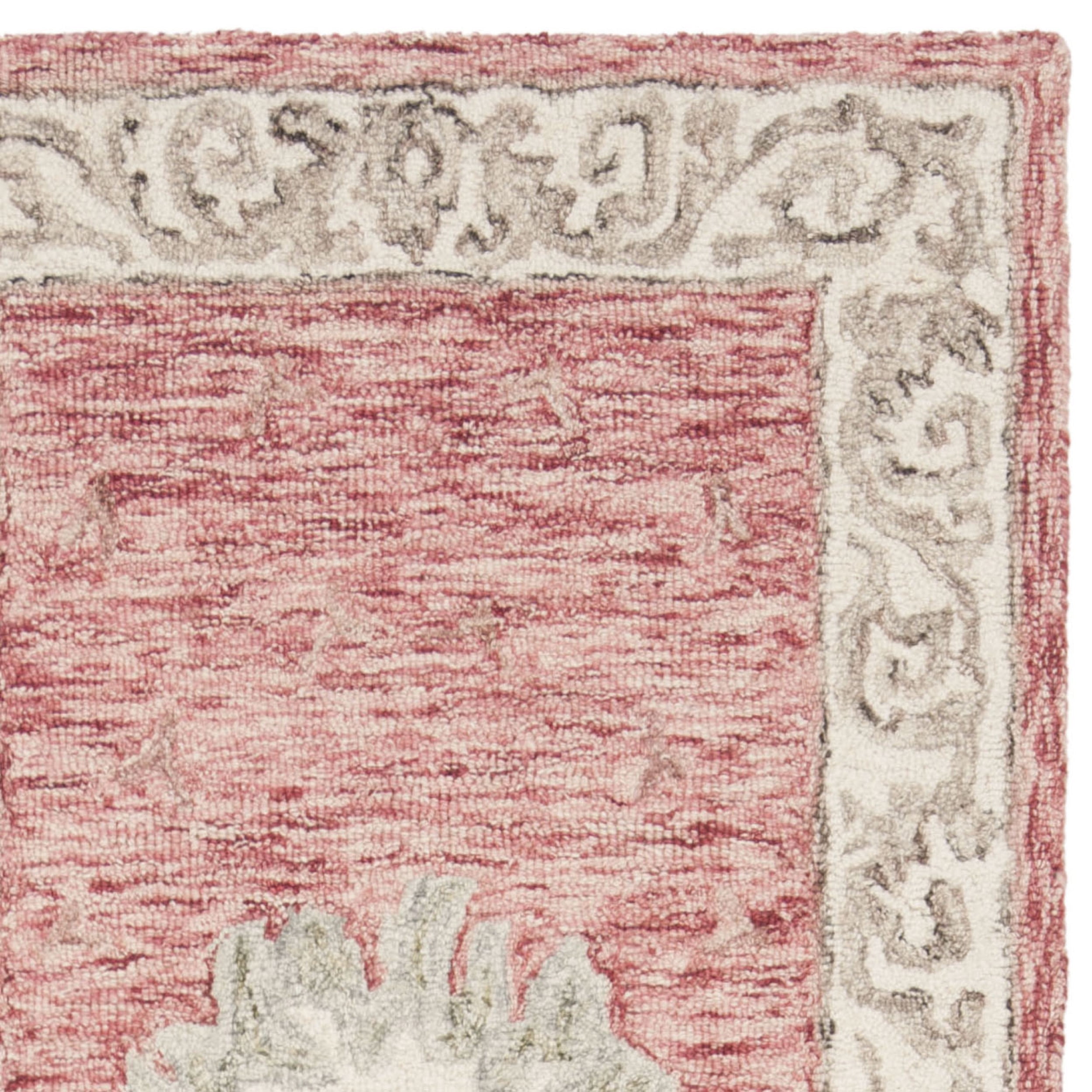 SAFAVIEH Aubusson Sonam Floral Bordered Wool Runner Rug, Red/Ivory, 2'3" x 8'